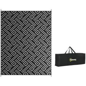 Outsunny Reversible Outdoor Rug, 9' x 12' Waterproof Plastic Straw Floor Mat, Portable RV Camping Carpet with Carry Bag, Large Floor Mat for Back