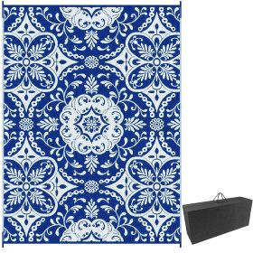 Portable Outdoor Rug with Carry Bag, 9' x 12' Reversible Mat, Waterproof Plastic Straw RV Rug for Backyard, Deck, Picnic, Beach, Camping