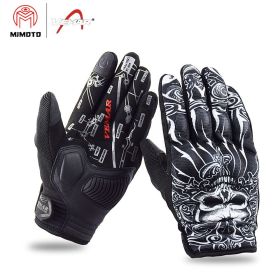 Vemar Summer Motorcycle Gloves Men Skull Mesh Moto Gloves Motorcyclist Touch Screen Biker Gloves guantes moto Black VE-203 (Color: Skull, size: S)