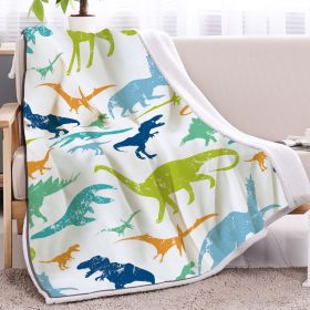 1pc Of High Weight, Soft, Warm, Simple, Cute Dinosaur Themed Lamb Wool Blanket, Versatile Sofa, Good Companion, Office Nap Blanket (Color: White, size: 130x150cm)